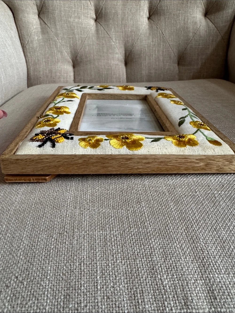 Handcrafted Floral Embroidered Photo Frame - NWOT